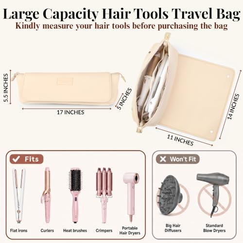 BAREFOOT CARIBOU Hair Tools Travel Bag and Heat Resistant Mat 17" (Ivory) - Image 3