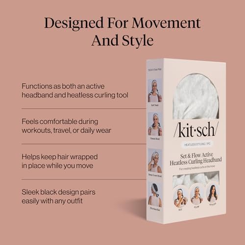 Kitsch Set & Flow Active Heatless Curling Headband For Women - Gray, 1pc - Image 4