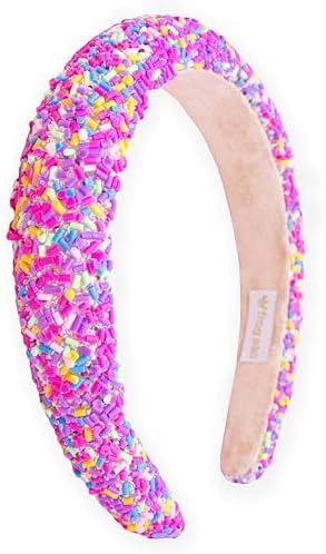 FROG SAC Sprinkle Headbands for Girls, Purple Padded Confetti Head Band for Kids, Thick Puffy Hair Bands for Children, Wide Little Girl Hairband Hair Accessories by FROGSAC
