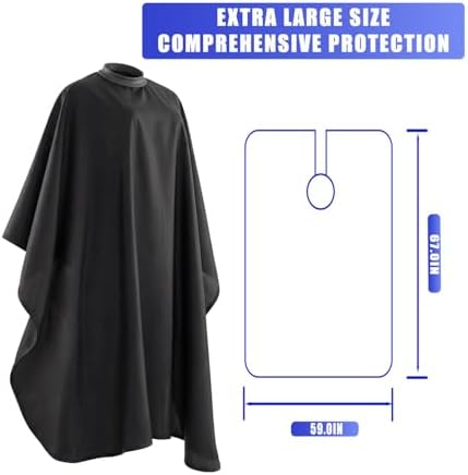 Professional Salon Barber Cape, Waterproof Polyester Hair Cutting Cape, Silicone Neckline, Snap Button Colla, Extra Large - Image 2