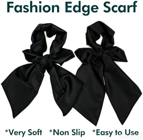 XTREND 2Pcs Edge Laying Scarf for Wigs Fashion Edge Scarf for Lace Front Wig 58 Inch Soft Women's Satin Headband for Makeup Non Slip Hair Wrap Wigs Grip (2pcs Black#) - Image 3