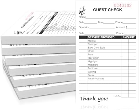 12 Pack Salon Check Pad Guest Checks Books 2.99×5 inch Server Note Pads Waiter Checkbook Beauty Salon Receipt Ticket Book Barbershop Supplies 100 Sheets for Salon Barber Shop by WANGDEFA