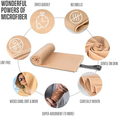 VENTURE 4TH Quick Dry Microfiber Towel for Camping & Gym - Beige Medium - Image 3