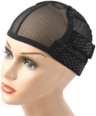 1 Pc Black Mesh Weaving Caps Silicone Grip Elastic Band Wig Cap with Removable Adjustable Silicone Nonslip Wig Band for Making Wig Keeping Wig in Place - Image 2