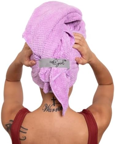 Curly Girl Microfiber Hair Towel Wrap for Women, 41" x 31" Large Quick Dry Hair Towel, Secure Fit with Elastic Strap, Anti-Frizz Hair Plopping Wrap for Long, Thick Hair - Image 4