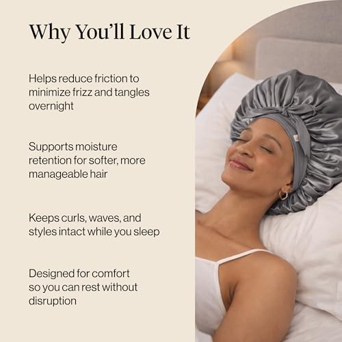 Kitsch XL Satin Bonnet for Sleeping - Charcoal - Image 5