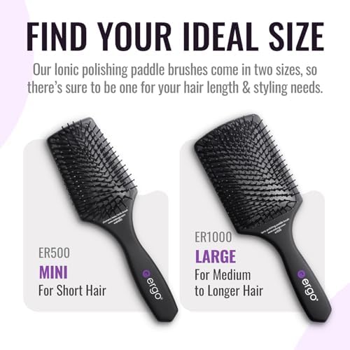 ERGO Ionic Paddle Hair Brush – Large Polishing Brush for Long-Lasting Shine, Detangling Brush for Wet & Dry Hair Care, Hair Styling Tool for Blow Drying (ER1000) - Image 4
