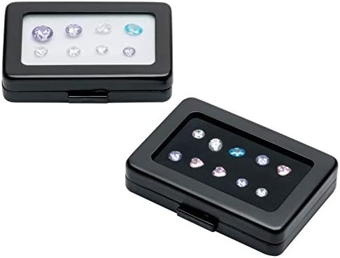 Glass Top Loose Diamond or Gemstone Display Box Case Holder Show Container Metal (Black Large Rectangle) - Image 2