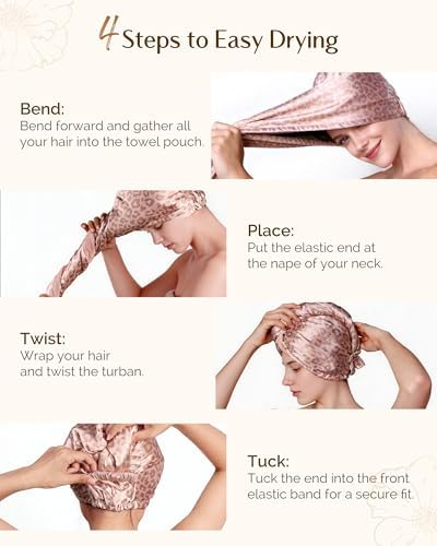 YANIBEST Satin Microfiber Hair Towel Wrap, Fast Drying Turban for Women - Image 4