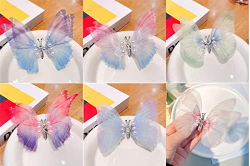 Gradient Butterfly Hair Clips Set - Multi-color Cute Hair Accessories for Girls (6PCS) - Image 6