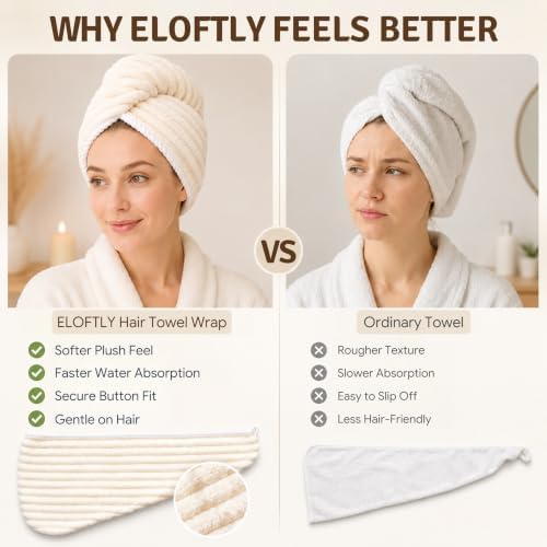 2 Pack Microfiber Hair Towel Wraps, Quick Dry Turbans, White & Pink - Image 5
