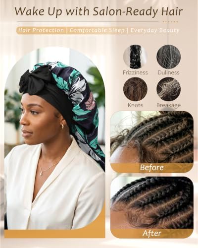 AWAYTR Long Satin Bonnet for Braids - Double Layer Hair Bonnet for Sleeping - Image 4