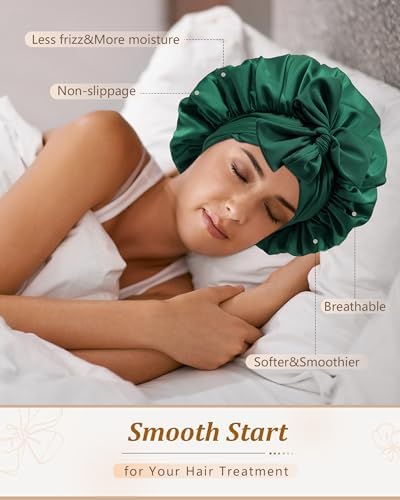 Satin Bonnet for Sleeping Women Silk Sleep Bonnet for Curly Hair Wrap with Elastic Tie Band Night Cap - Image 4