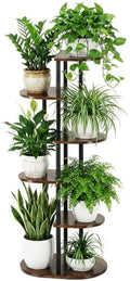 Tiered Plant Stand Indoor, Tall 6 Tier 7 Potted Wooden Plant Shelf for Multiple Flower Plants, Multi Corner Metal Plant Holder Indoor for Patio Garden Patent Design Living Room Balcony Bedroom, Rustic Brown by Unknown