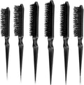 Yaomiao 6 Pack Teasing Brushes 3 Row Combs,Black by Yaomiao