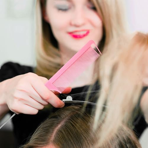 5 Pcs Detangling Brush Set - Cushion Nylon Bristles, Dual Edge, Teasing, and Styling Comb (Pink) - Image 7