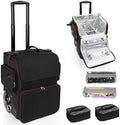 Hairstylist Travel case Cosmetology Case on Wheels with 2 Pcs Clear Bags by OCHEAL