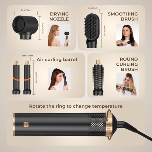 5 in 1 Hair Dryer Brush Set, Air Curler Wrap Hair Styler Blow Dryer - Image 5