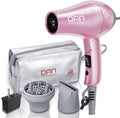 DAN Technology Travel Hair Dryer,Dual Voltage HairDryer,Mini Blow Dryer with Concentrator,Small Hair Dryer with Diffuser,European hairdryer with European Plug,Pink Blow Dryer for Women by DANTECHNOLOGY