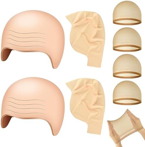 NACHLYNN Halloween Bald Cap 4 Pack Makeup Latex Bald Caps 4 Pack Nylon Wig Caps Halloween Party for Adult Women Kids Men Costume Accessories by Createyourownlifestory