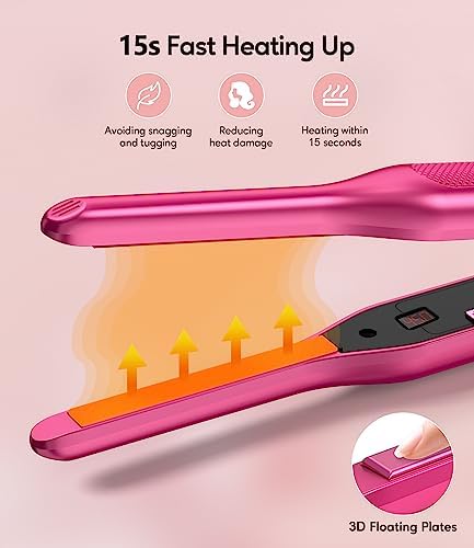 Terviiix Mini Flat Iron and Hair Straightener for Short Hair, Edges, and Pixie Cut - 3/10 Inch Skinny Pencil Straightener for Black Women's Baby Hair, LCD Digital Display, Dual Voltage, Pink - Image 5