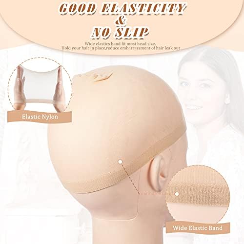 Waydress 400 Pcs Wig Caps Nylon Stocking Caps Elastic Stretchy,Beige - Image 4