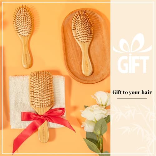 GAINWELL Bamboo Hair Brush for Hair Growth, Natural Bamboo Bristles Detangling Square Wooden Paddle Hairbrush for Massaging Scalp, for Women Men and Kids, for All Hair Types, with Ergonomic Handle - Image 7