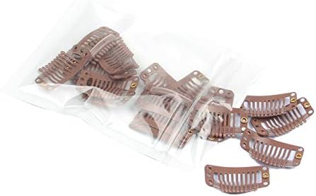 20pcs Snap Clips for Hair Extenisons 9 Teeth Wig Clips, Light Brown - Image 2