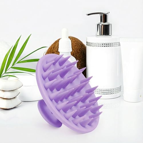 Silicone Scalp Massager Shampoo Brush, Scalp Brush for Hair Growth & Dandruff Removal, Hair Scrubber Scalp Stimulator Exfoliator Brush with Soft Bristles for Wet Dry Scalp Care (Light Purple) - Image 5