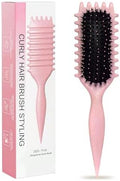 Pink Curl Defining Brush for Curly Hair – Detangling & Styling Brush for Women & Men, Defines 2A to 4C Curls, Reduces Frizz, Perfect for Wet & Dry Hair (Pink) by Sintario