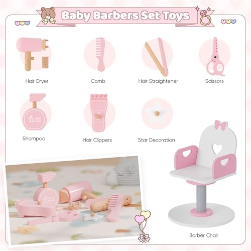Toddler Vanity for 3 Year Old with 7 pcs Pretend Makeup Accessories, White - Image 6