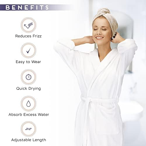 SimpleField 2 Pack Microfiber Hair Towel Wrap for Women, Anti Frizz Quick Drying Hair Turban for All Hair Style, Absorbent and Lightweight (Beige) - Image 4