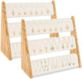 Necklace Holder, 3 Tier Necklace Organizer Stand with White Velvet, Wood Necklace Display Stands for Selling, Jewelry Display Stand for 72 Necklaces Bracelets (2 pack) by Yoimori