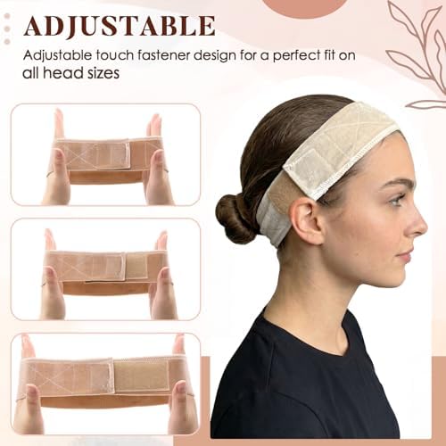 EBOOT 2 Pack Velvet Wig Band Adjustable No Slip Wig Grip, Nude and Beige - Image 5