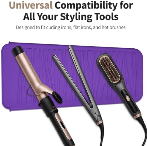 Silicone Heat Resistant Travel Pouch for Straightener, Curling Iron, Flat Iron, Waving Iron and Hot Hair Styling Tools (Purple) 1 Pack - Image 4