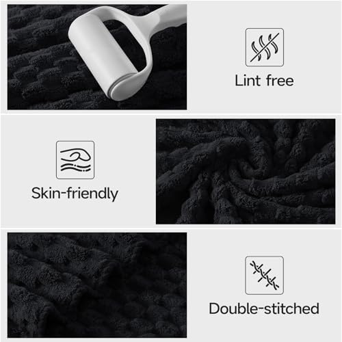 REDKISS Black Microfiber Towels Set of 6-35x70 Inches Oversized Bath Sheets, Extra Large Bath Towels Set of 6 for Adults, Super Soft Quick Dry Lint Free Absorbent Waffle Microfiber Shower Towels - Image 5