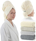 REDKISS 4 Pack Extra Large Hair Towels - Microfiber Oversized Hair Towel Wrap for Women, 23 x 47 inches Hair Towels with Elastic Strap, Super Soft Hair Drying Towels for Long, Thick, Curly Turbans by REDKISSOnline