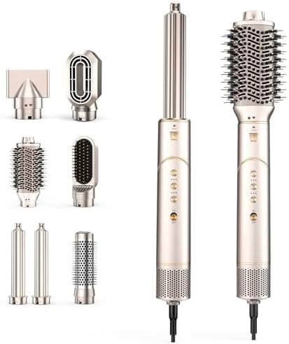 7-in-1 High Speed Hair Dryer & Blow Dryer Brush, Auto Wrap Curls (L/R), Fast Drying, Thermal Round Brush for Smooth Blowouts & Frizz-Free Volume, No Heat Damage by XVCAS