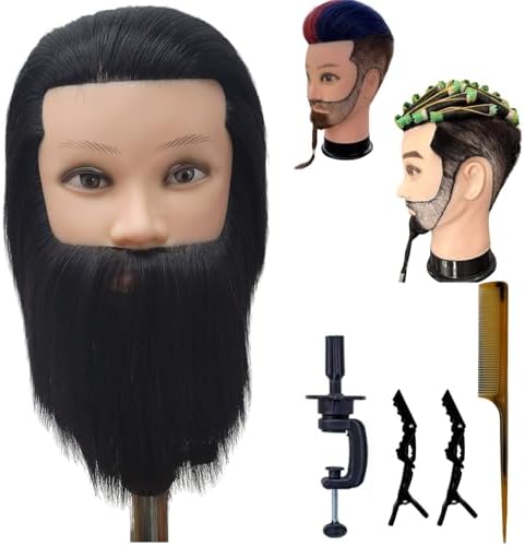 Barber Male Black Human Hair Mannequin Head with Beard by LeticiaLLC--FreedomLove