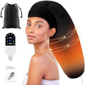 Heated Cap for Deep Conditioning: Upgraded Extra Large 10-Level Fast Heating 3 Time Settings Hair Steamer Cap for Natural Black Hair Portable Thermal Steam Cap for Home Hair Treatment - Deep Black by SUNCANDXY
