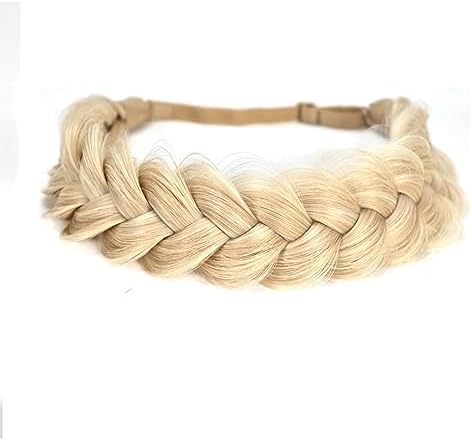 Synthetic Hair Braided Headband Classic Wide Strands Wedding Disorderly Fluffy Braids Wig Band Women Beauty Accessory by TOECWEGR