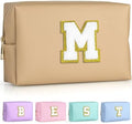 TOPEAST Monogrammed Gifts for Women, Preppy Makeup Bag Small Cosmetic Bag Travel Toiletry Bag, Personalized Birthday Gift for Girl, Wedding Bridal Shower Gifts for Bridesmaids (Khaki M) by TOPEAST