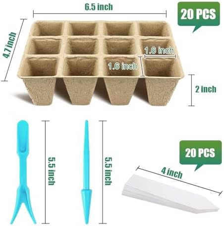 240 Cells Biodegradable Seedling Starter Trays, 20 Pack Plant Starter Kit - Image 2