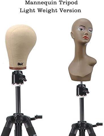 GEXWORLDWIDE GEX 55" Mannequin Tripod Stand Heavy Duty Wig Stand Canvas Block Training Doll Manikin Head for Cosmetology Hairdressing (Rose Gold) - Image 5
