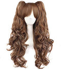 MapofBeauty Lolita Long Curly Clip on Ponytails Cosplay Wig, Brown/Khaki by MapofBeauty