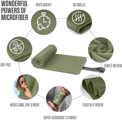 VENTURE 4TH Quick Dry Microfiber Towel for Camping & Gym -Army Green Medium - Image 6