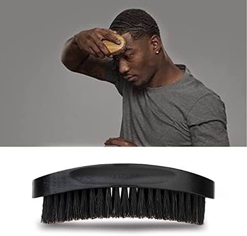 Premium Beech and Black Mix Bristle Wave Brush - Curved Medium Hard Brush for Men's Hair Styling - Image 6