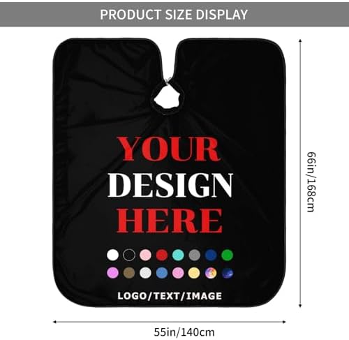 55x66in Black Custom Barber Cape, Personalized Designer Barber Cape for Salon, Gifts for Birthday Christmas - Image 3