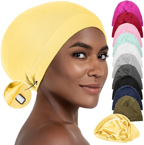Silk Satin Hair Bonnet for Sleeping - Black Women & Men's Sleep Cap by Caplord