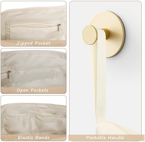Gosect Hair Tool Travel Bag with Removable Heat Resistant Mat, Hot Hair Tools Travel Storage Pouch for Curling Iron, Flat Iron, Hot Hair Brush, Hair Dryer, Hair Styling Accessories(Ivory White) - Image 5